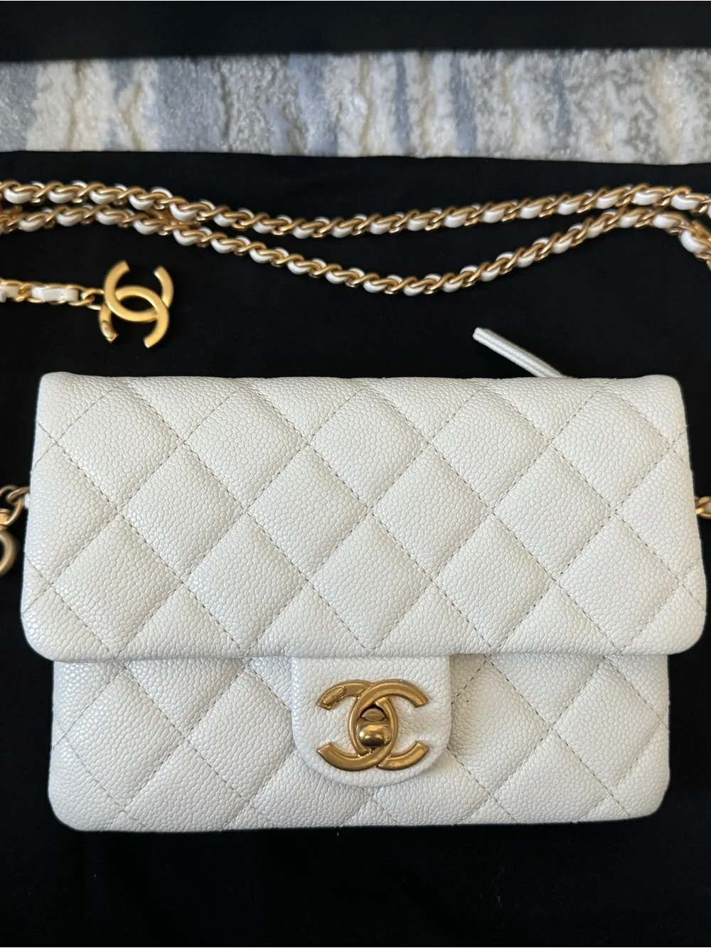 Chanel White Quilted Leather Waist Bag - Gold Hardware & CC Logo